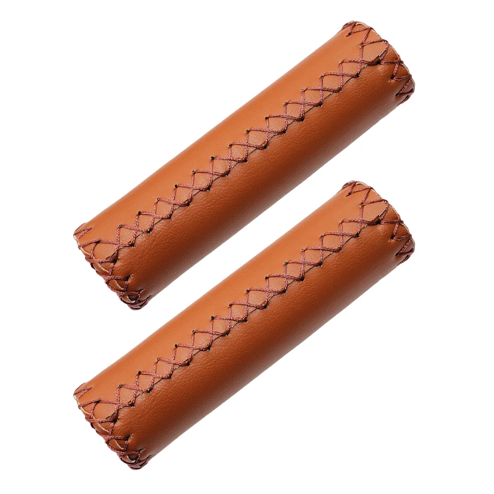 1Pair PU and Rubber Mountain Bike Handlebar Grips (Light Brown) bike handle grips bike grips