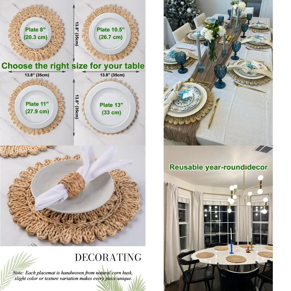 

Set of 10 Round Rattan Placemats | Bohemian Woven Table Mats for Spring, Weddings, Parties, and Christmas Events