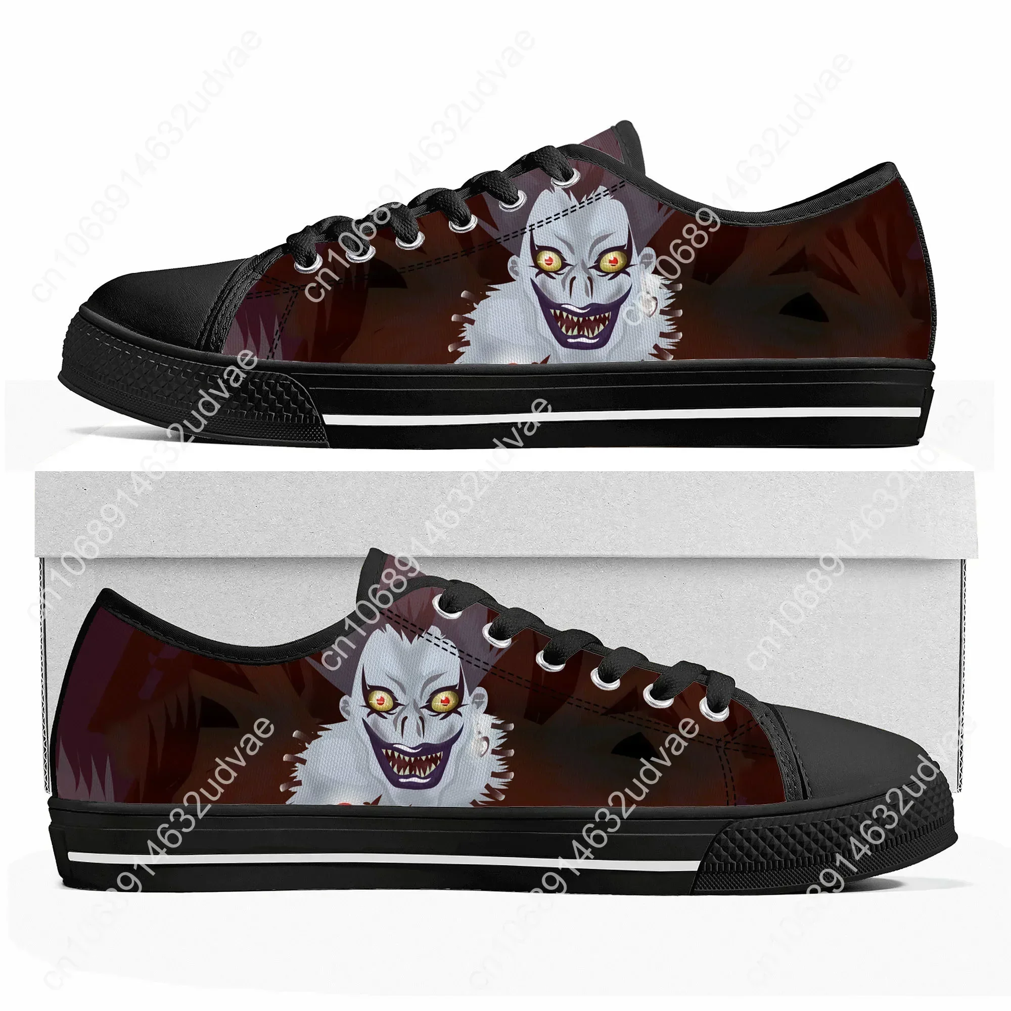 Anime Demon Ryuk Horror Halloween Death Note Low Top Sneakers Mens Womens Canvas Sneaker Couple Shoes Custom Shoe