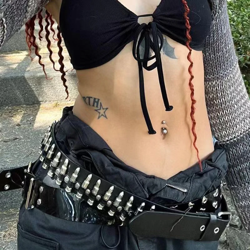 Unisex Punk Bullets Belt PU Leather Belt Adjustable Body Decoration Belt Gothic Rock Wild Holiday Costume Accessories Gifts