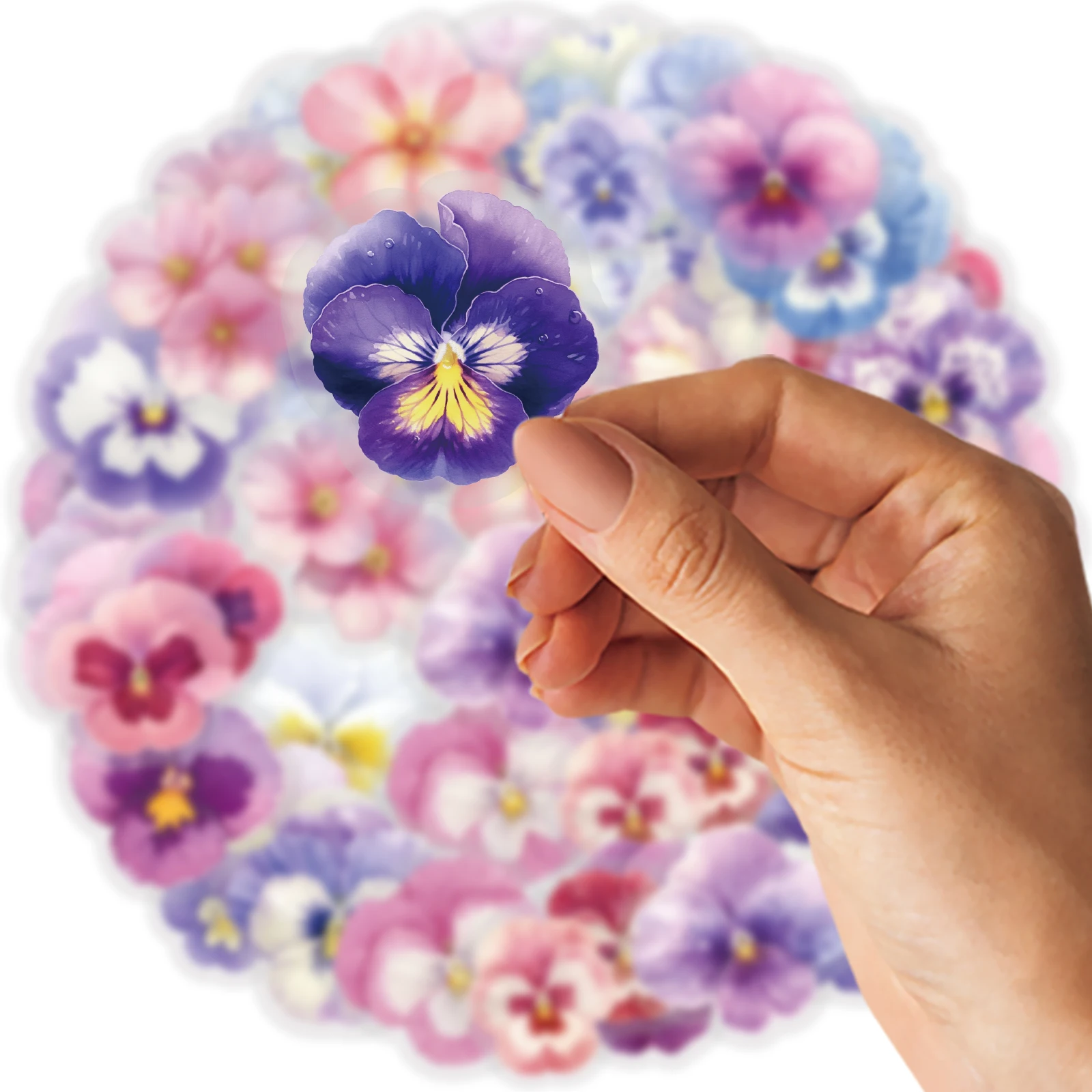 ملصقات Etori Life Romantic Things المائية Pansy 50 قطعة من ملصقات تزيين دفتر الملاحظات المجلية لأجهزة الكمبيوتر المحمول وزجاجة المياه وملصقات الهاتف وحقيبة السفر وألبوم الصور وحقيبة الورق واللوازم المدرسية وحفلات الألعاب اليدوية