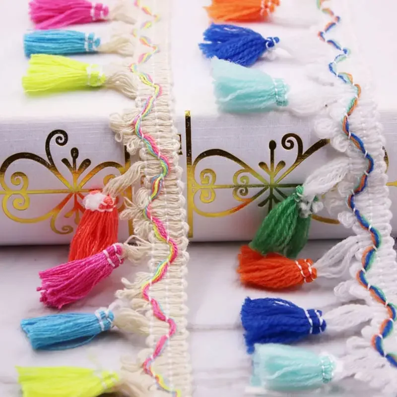 1yards/lot lace tassel Ribbon cotton tassels trimming fringes tassel lace for sewing bed clothes curtains DIY accessories Decor