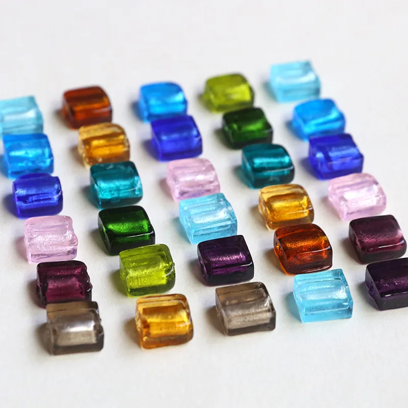 30pcs/ Set Vintage glass straight hole square bead scattered beads DIY handmade earrings necklace bracelet accessories