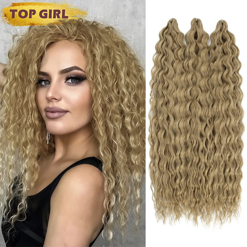 Extension Capillaire Synthétique Afro Curl pour Femme, 22 Pouces, Tresse au Crochet, Ombré Rose, Tressage