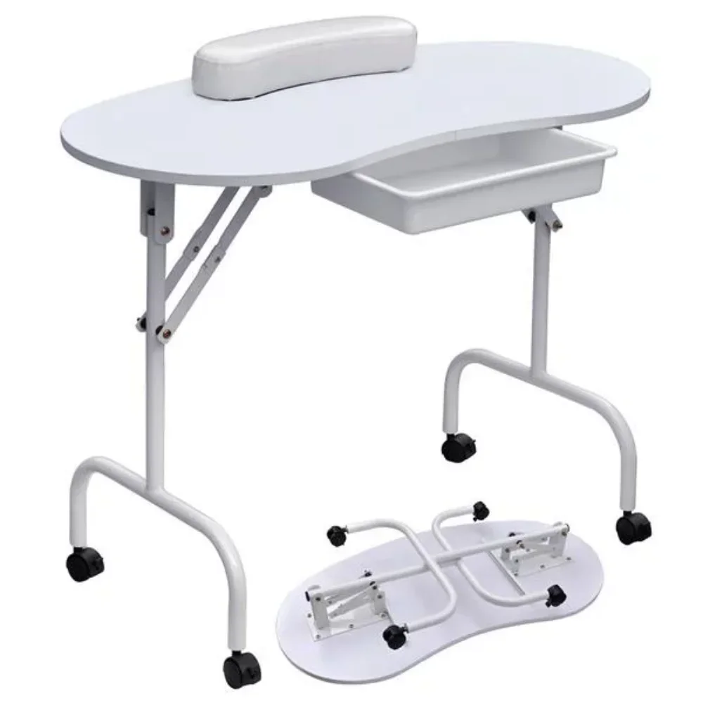 Nail Beautician Desk with Lockable Wheels & Bag  Salon    Folding Manicure Table