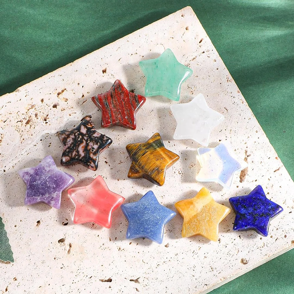 

20MM Star Worry Pocket Stones Natural Stone Quartz Crystal Agate for Jewelry Making DIY Necklace Accessories Christmas Decor