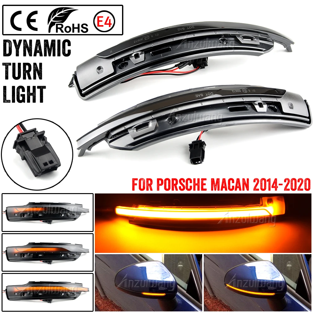 Flowing Water Rearview Side Mirror Lamp Dynamic Blinker LED Turn Signal Light For Porsche Macan 2014-2020 95B949101 95B949102