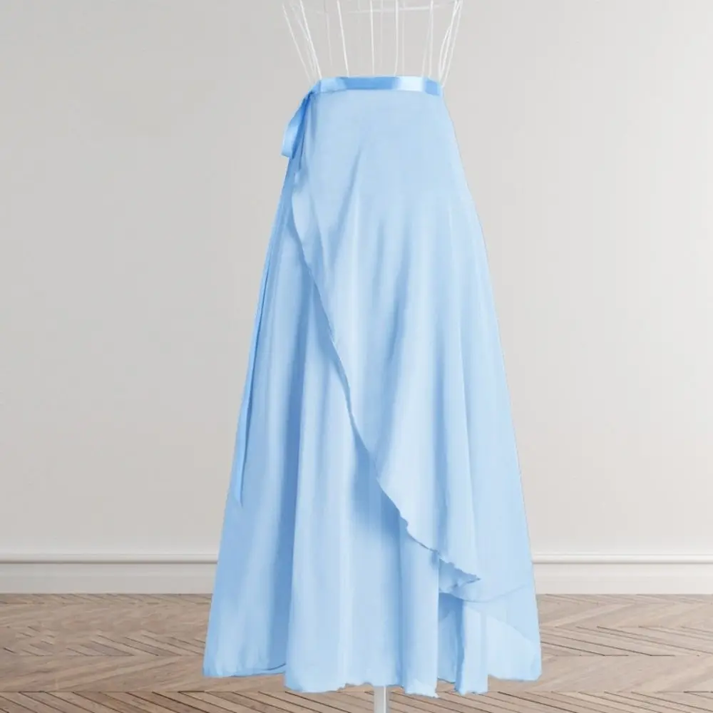 Gonna lunga da balletto con allacciatura Sciarpa avvolgente Gonna tutu da balletto fata di colore puro Abito da ballo Accessori da ballo Gonna lunga da ballo in chiffon