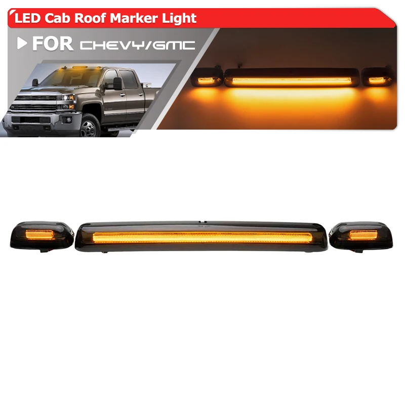 

Smoked For Gen2 Chevy Silverado GMC Sierra 2007-2014 1500 2500DH 3500HD LED Mopar Cab Roof Marker Top Clearance Running Lights