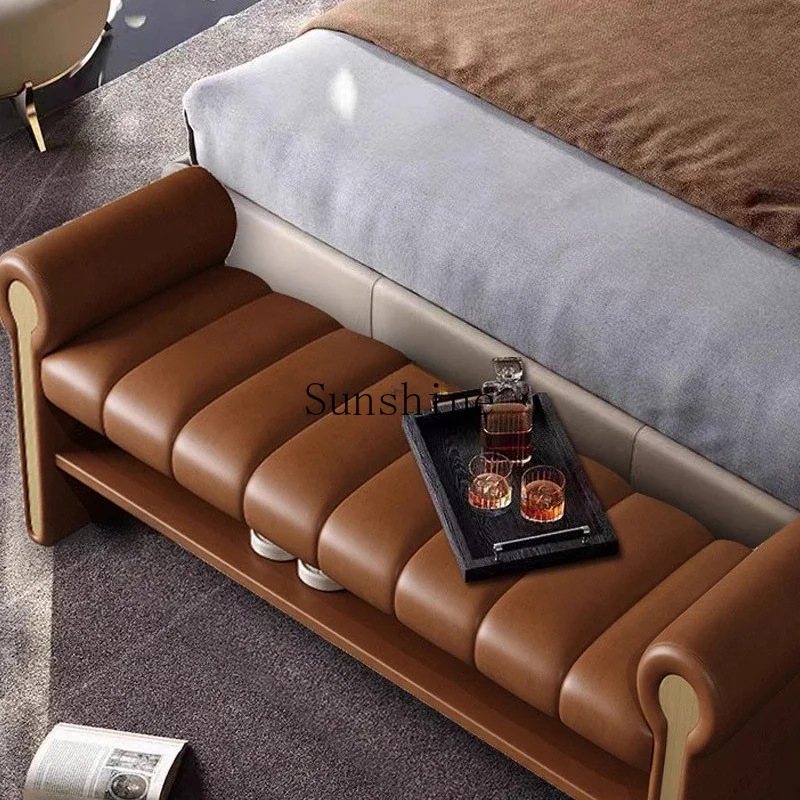 Italian light luxury shoe change stool household door leather entry shoe stool