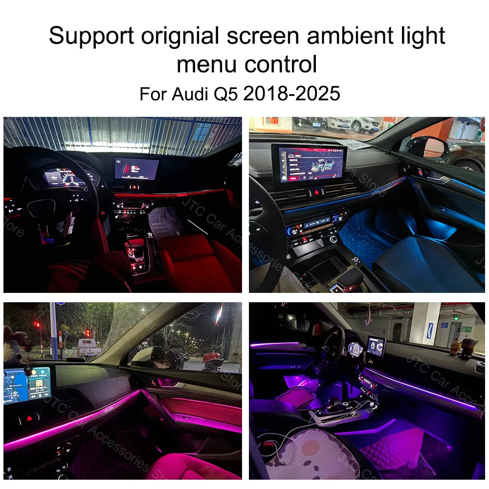 Dynamic Active Ambient Light For Audi Q5 2018-2025 24 Lights  Interior Neon Strip Door Panel Atmosphere Light Decorative Light
