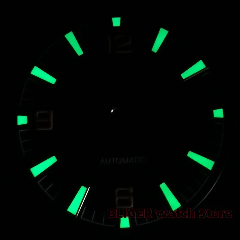 BLIGER 31mm black white blue Grey dial green luminous fit NH34 NH34A movement