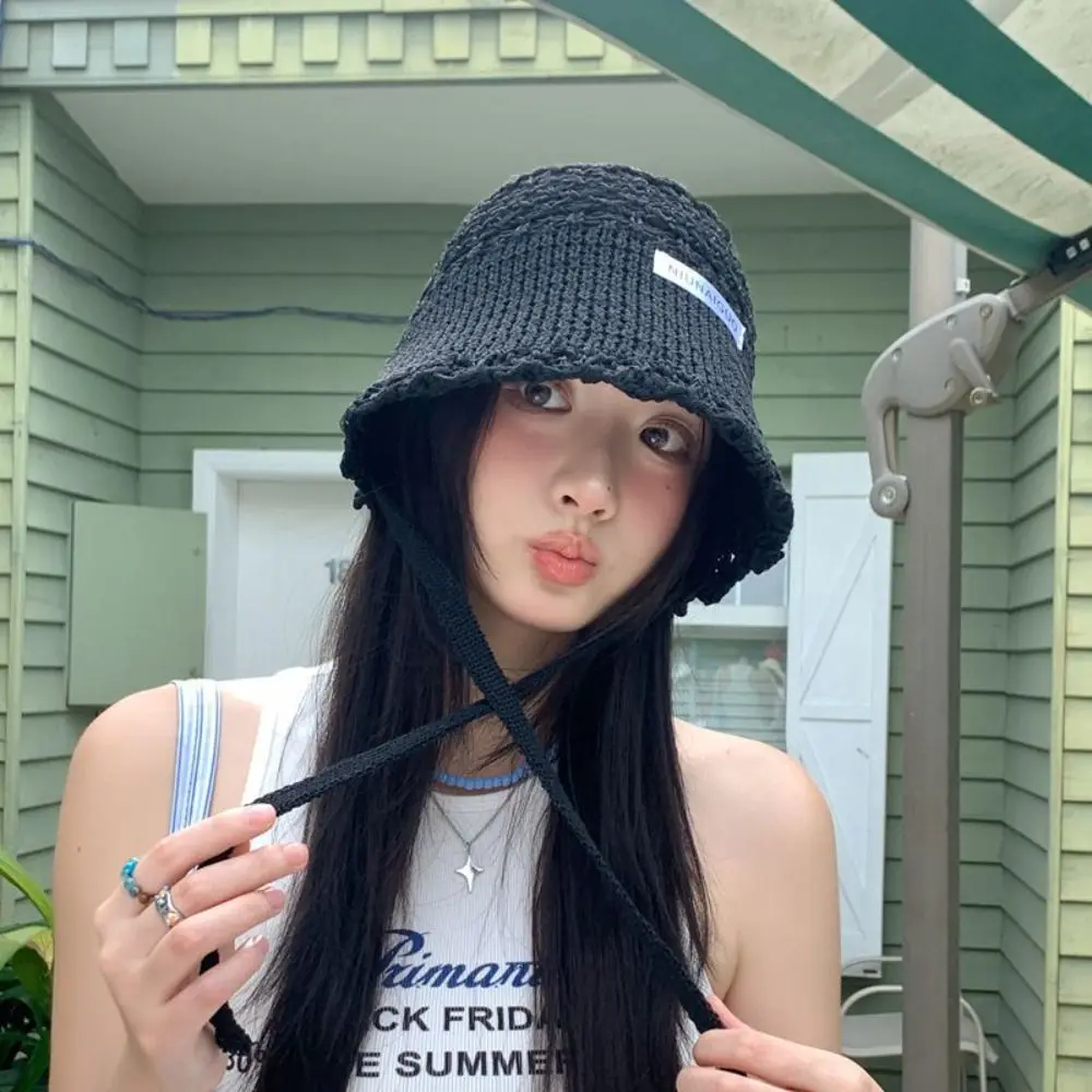 

Новая вязаная вручную солнцезащитная шляпа, дышащая повседневная рыбацкая шляпа, панама для женщин