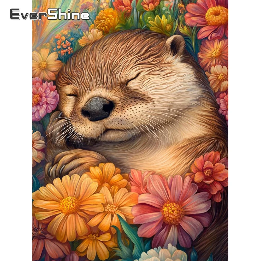 EverShine 5D Diamantmalerei Otter Vollquadratisch/Rund Mosaik Tier DIY Stickerei Gänseblümchen Neuheit Heimdeko