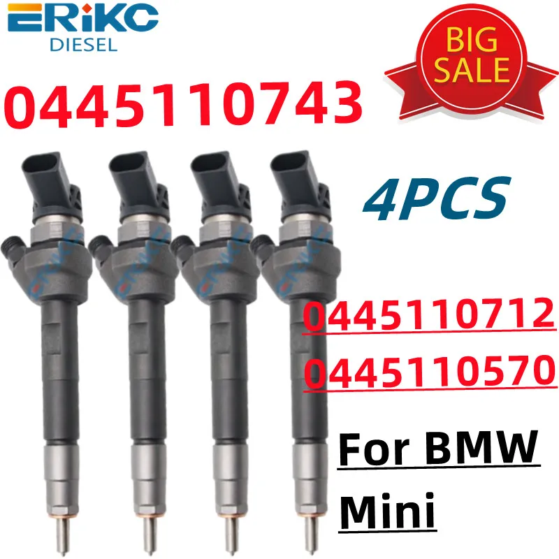 ERIKC 4PCS NEW 0445110743 0445110712  0445110570 0 445 110 743 Diesel Fuel Injector Nozzle 0445 110 743 For BMW 13538514148