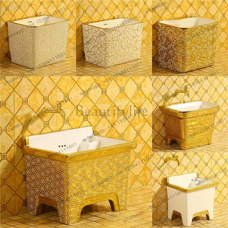 2025 new ceramic gold mop pool automatic launching color mop pool color design