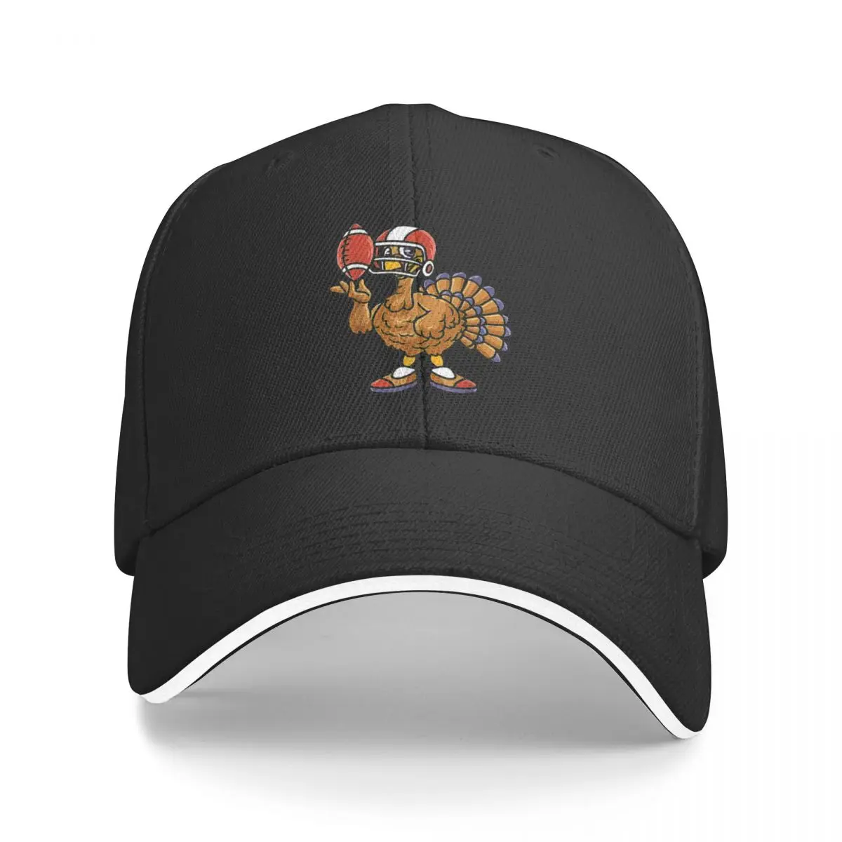 Cool Turkey Playing Football Funny Thanksgiving 2022 Gifts Baseball Cap Golf Hat Man party Hat Mens Tennis Women's