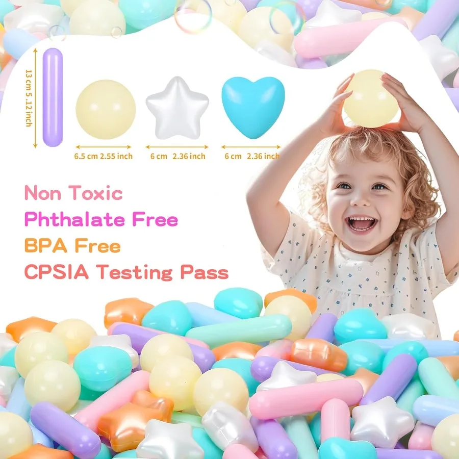 150 boules pour fosses à balles, piscine pour bébés, tout-petits, sans phtalate, anti-écrasement, jouets en plastique, jouets d'eau pour avec Stora