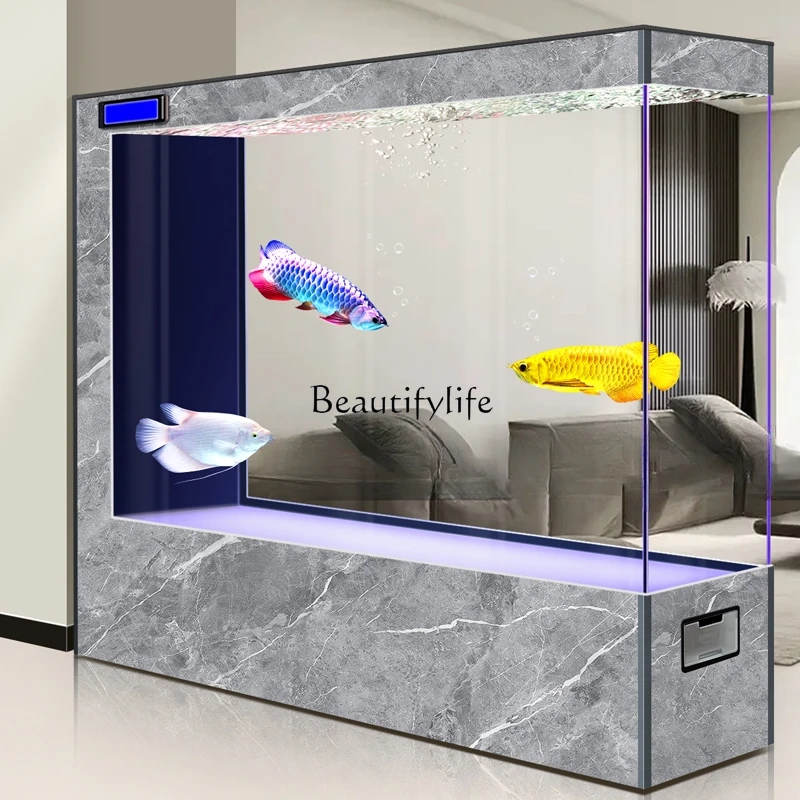 

Screen Partition Wall Floor Aquarium Super White Glass Fish Tank Living Room Change Water