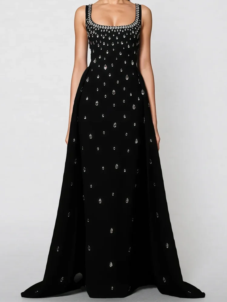 الكلاسيكية ساحة الياقة الديكور أكمام مستقيم فساتين السهرة الرسمية حزب الحفلة الراقصة حسب الطلب ﻿