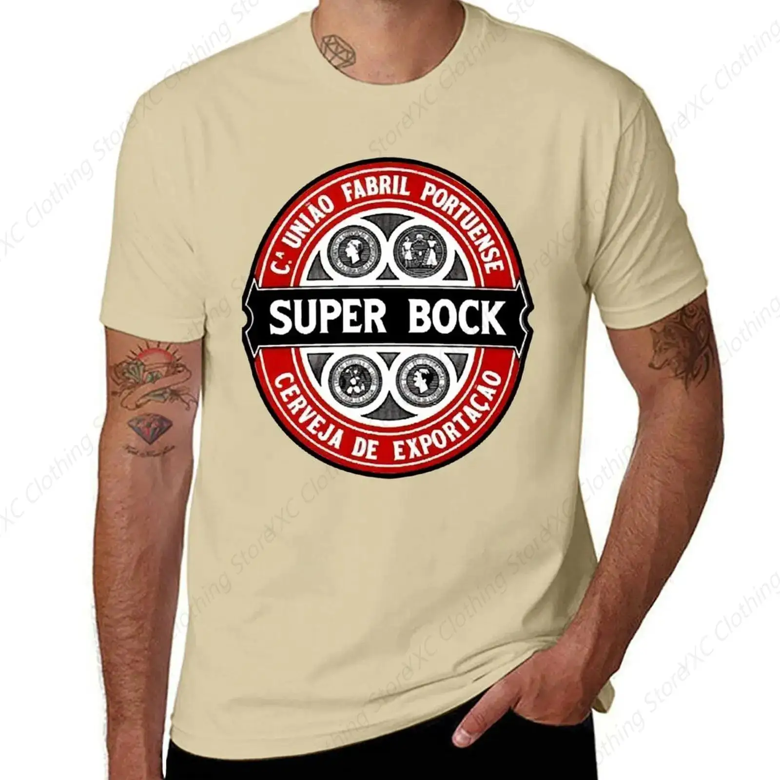 Super Bock Vintage men's T-shirt- Short Sleeve Crew Neck Soft Fitted Tees S - 6XL Fresh Classic Basic Tshirts