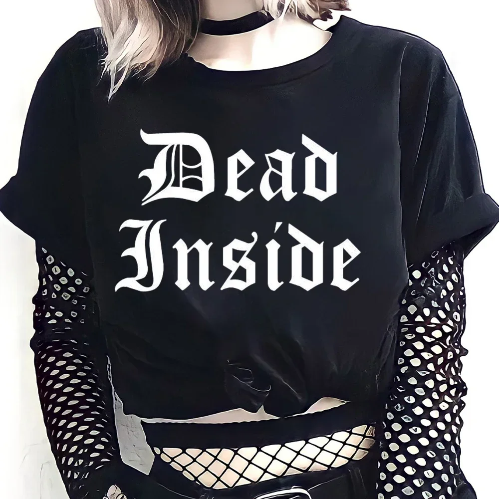 New Women T Shirt Dark Gothic Style Y2K Fashion Design Black Tee Female Hottie Young Girl Clothes Personal Cross Art