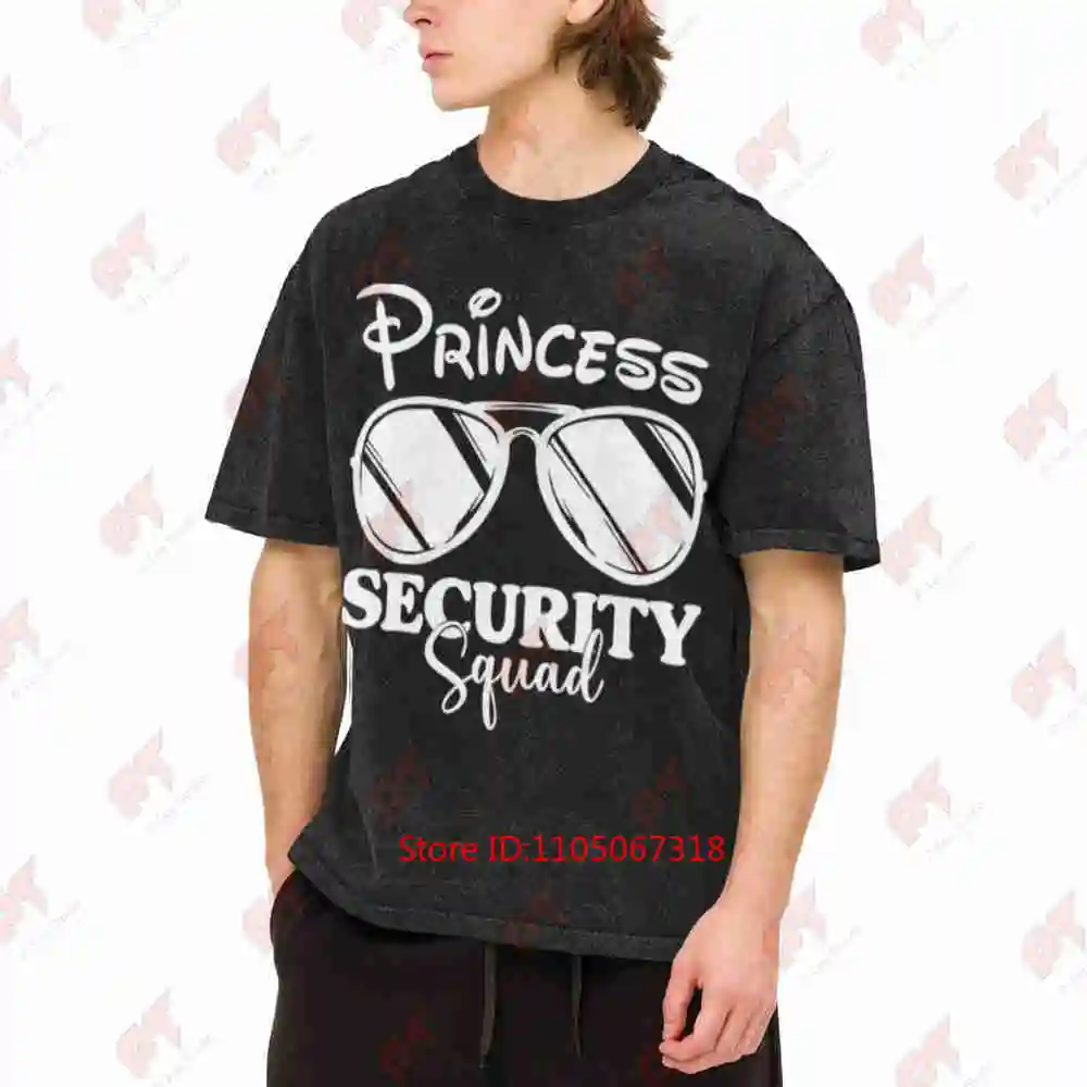 Princess Security Squad Funny Birthday Matching Vintage Washed Tee Pure Cotton T-Shirt