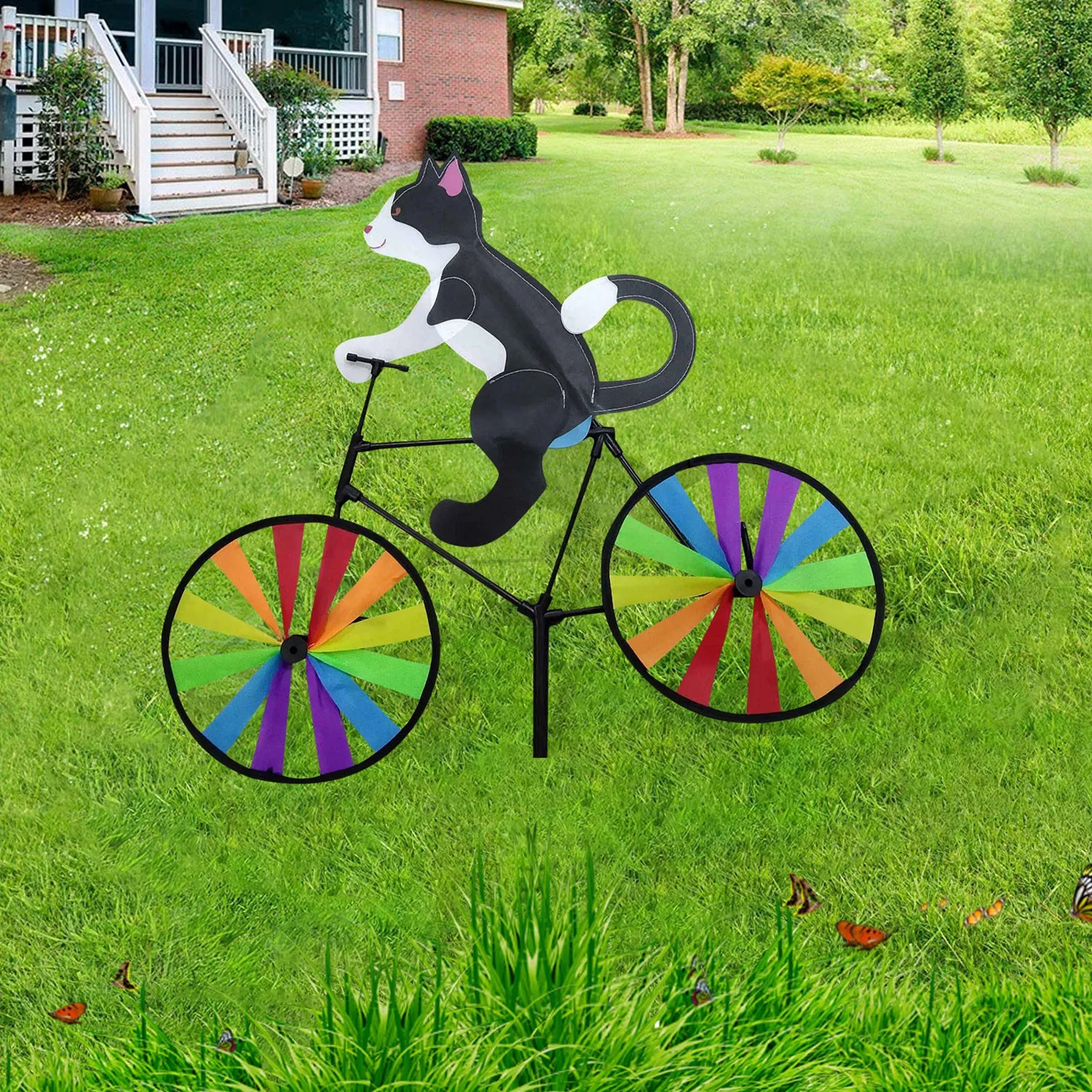

Outdoor courtyard decoration cat-shaped bicycle colorful wheels creative garden sculpture lawn decoration animal shape ornaments
