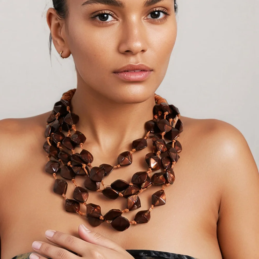 

Statement Bohemian Beads Necklace Handmade for Woman Girl Wedding Party Jewelry