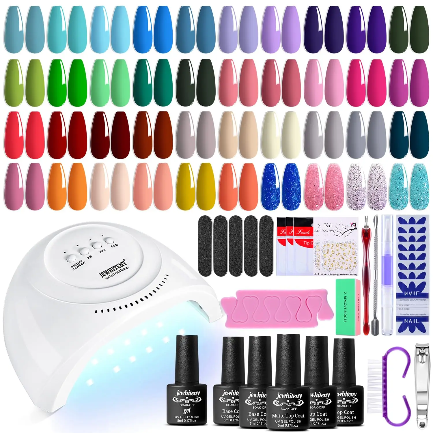 

45PCS Gel Nail Polish Kit with U V Light LED Nail Lamp 40 Colors Set Manicure Nail Gel Kit