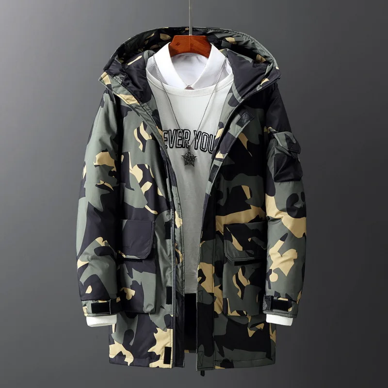 

NiceWinter Brand Casual Fashion Mid-length Parka Coat Men Windbreaker Jacket With Hooded Mens Clothes