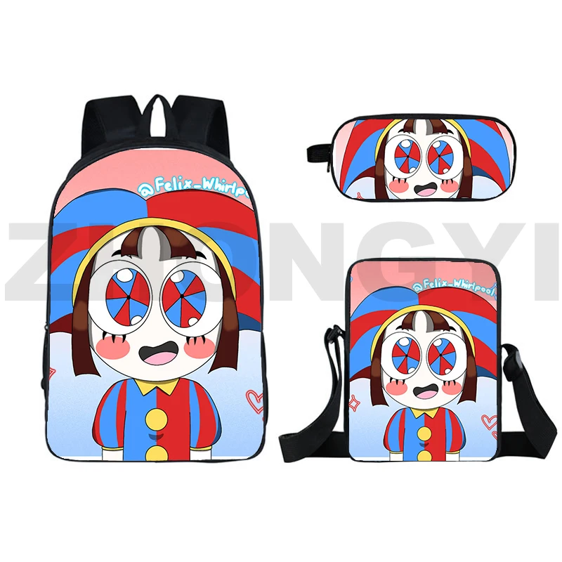 

Pencil Box The Amazing Digital Circus Backpack Anime Bookbag 3 Pcs/Set Bagpack 3D Printed School Bag for Teenagers Crossbody Bag