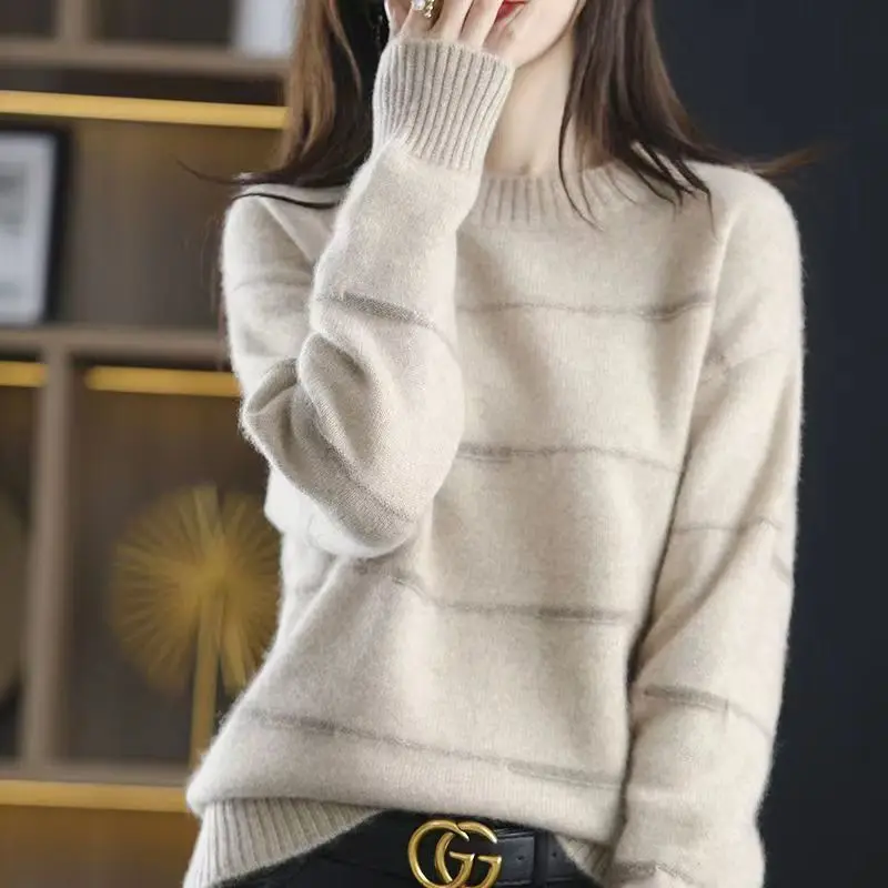 Harajuku Striped Sweater Pullovers Women Sweet S-3XL Teens Girlish Knit All-match Korean Fashion Свитер Женский Temper Leisure