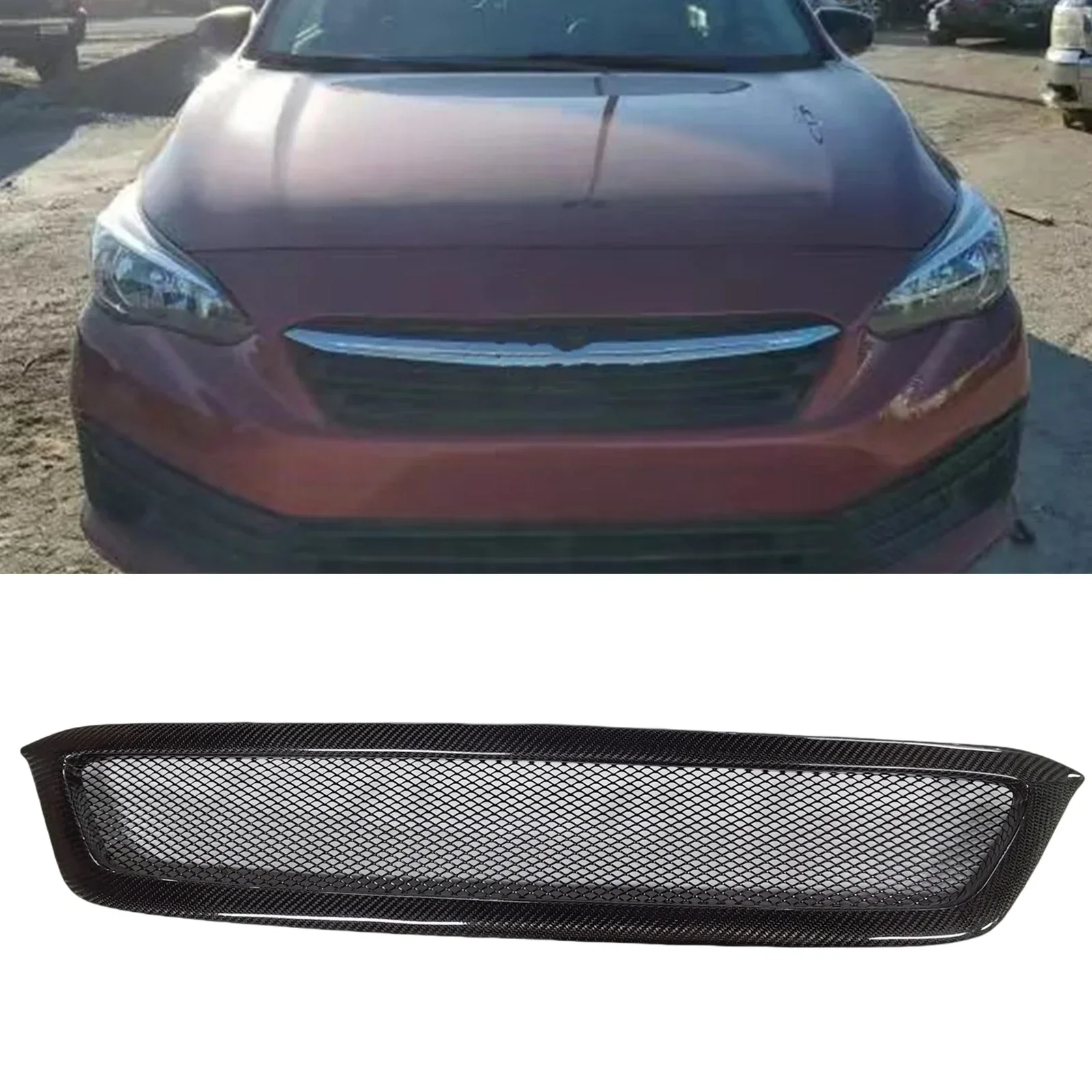 

New！ For Subaru Impreza 2020-2023 Front Grille Racing Grill Real Carbon Fiber/Fiberglass Upper Bumper Hood Mesh Grid