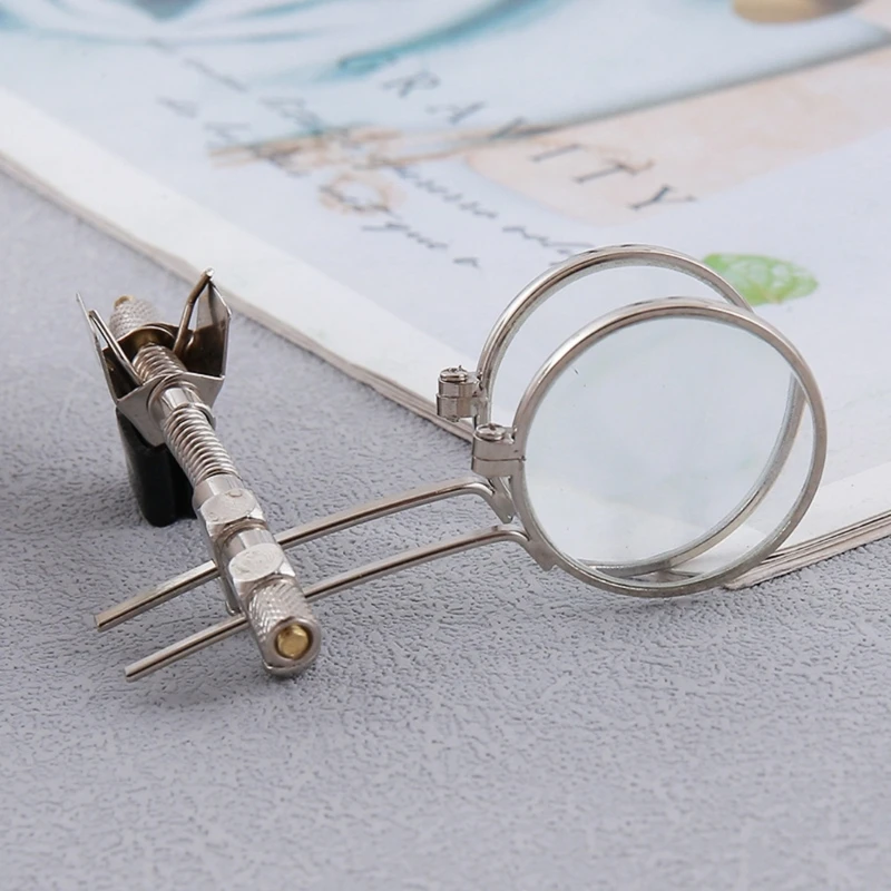 Clip On Magnifier Glass Lens Tool with Metal Adjustable Frame for Watch Circuit Board Repair and Detail Inspection Work D2RD