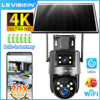 LS VISION 8MP Real 20XZoom 4G Solar Camera Outdoor Wifi Camera Dual Screen PIR Ai Humanoid Detect Solar Surveillance Camera Ubox
