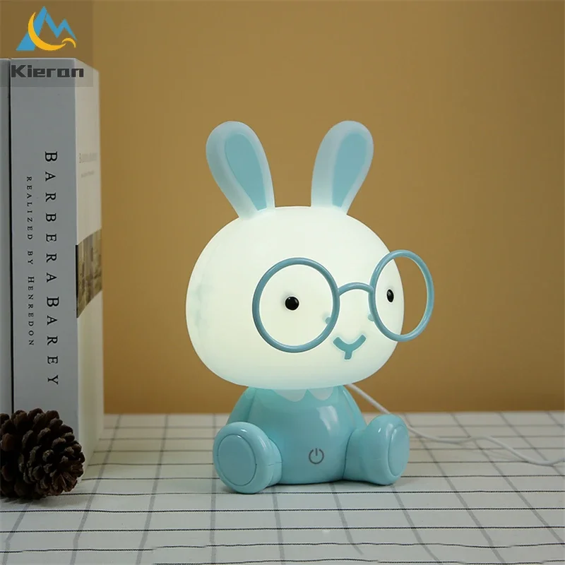 Modern Cartoon Night Light Led Baby Kids Room Lights Decor Rabbit Led USB Floor Lamps Bedroom Lamp Touch Switch Decor Luminaire