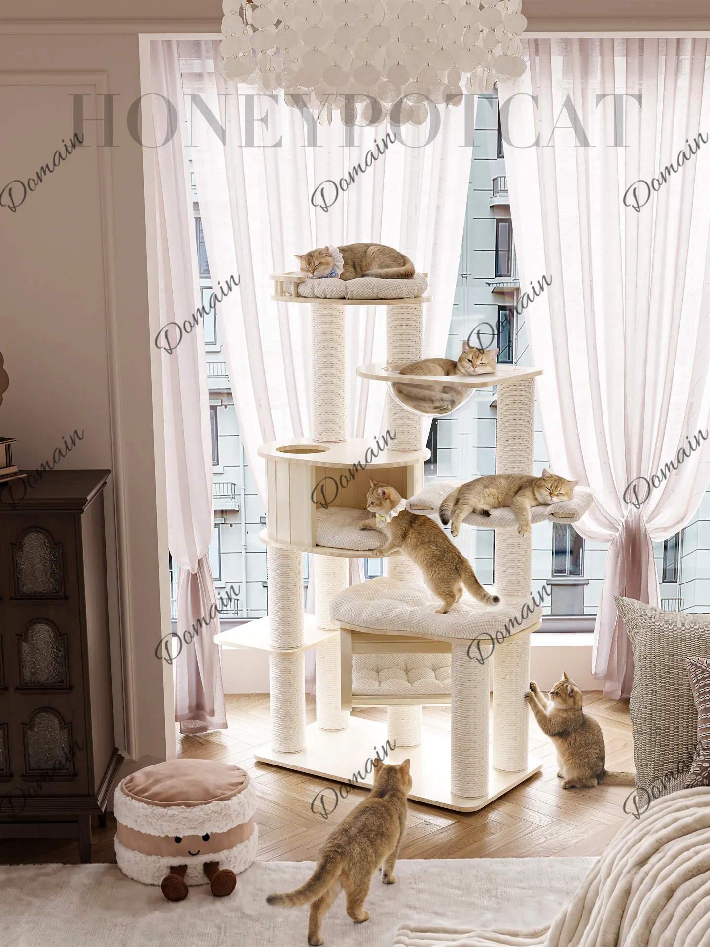 Solid wood cat climbing frame, quality cat nest, multi-layer large cat climbing frame household 260101