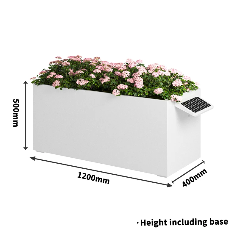 Modern Luxury Metal Smart Flower Pot Indoor Plant Tall Square Self-watering Flower Pot Large Outdoor