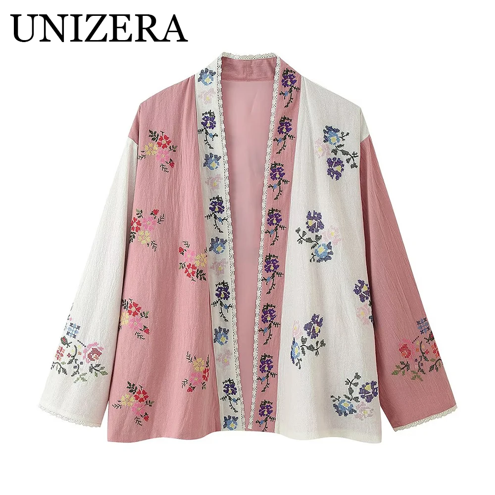 

Spring new women's clothing European and American style French fashion cotton flower embroidery long shirt