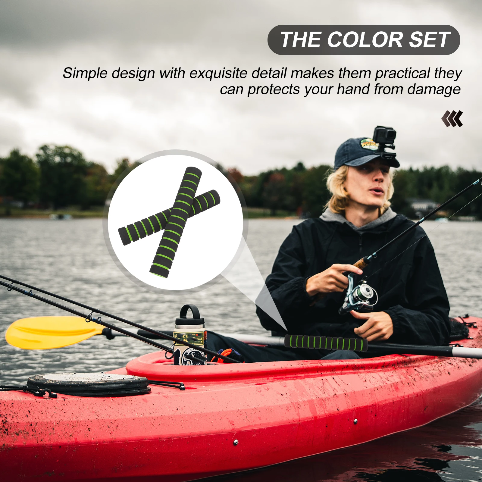

2pcs Kayak Paddle Grips 22CM Soft Sponge Non-Slip Cover Canoe Oars Hand Protectors Durable Texture Long Handle Guards Paddle Rod