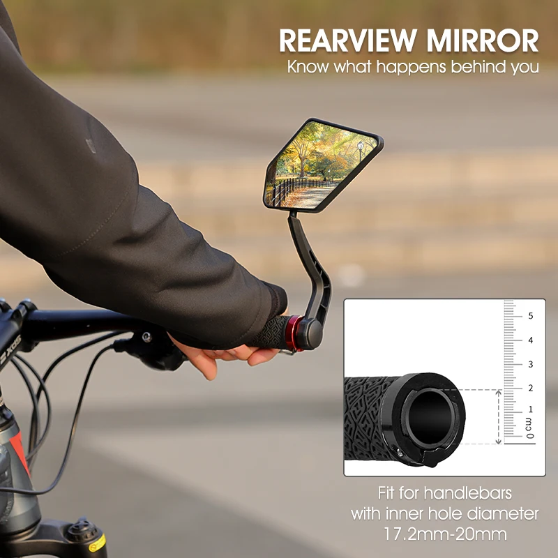 WEST BIKING Enlarged Bike Rearview Mirror Adjustable Wide Range Back Sight Reflector Scooter E-Bike Bicycle Handlebar Mirror