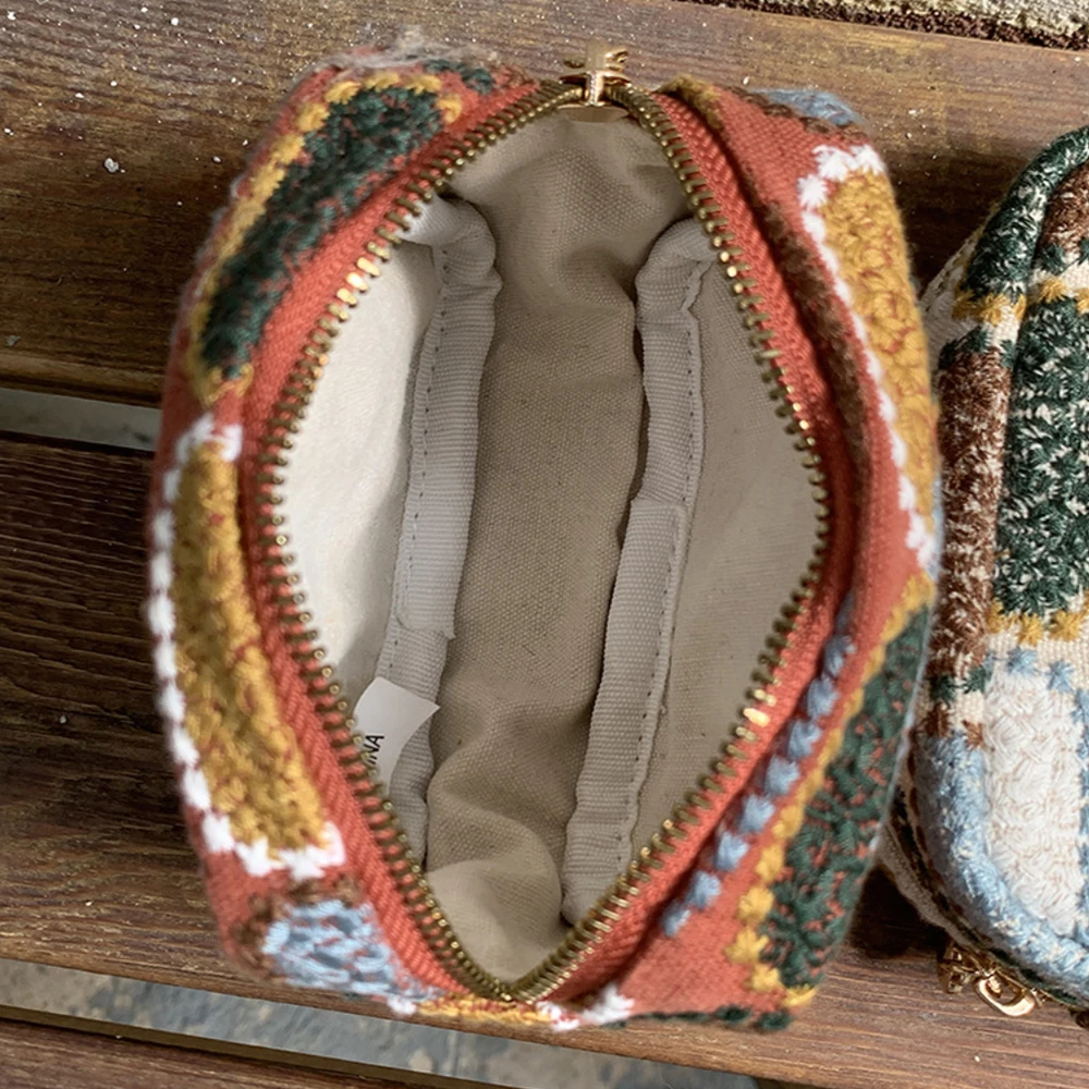 

Small Makeup Organizer Bag Women Fashion Embroidered Floral Cosmetic Pouch Travel Kit Earphone Lipstick Holder Mini Handbag