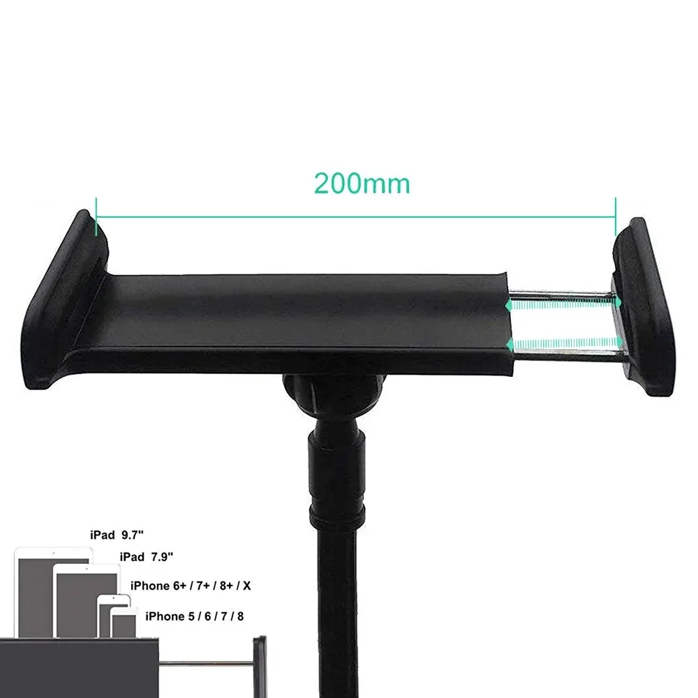 Support de tablette de lit de grande taille, 80cm de long, pour iPad Air Pro Mini, avec pince, 4 à 12 pouces