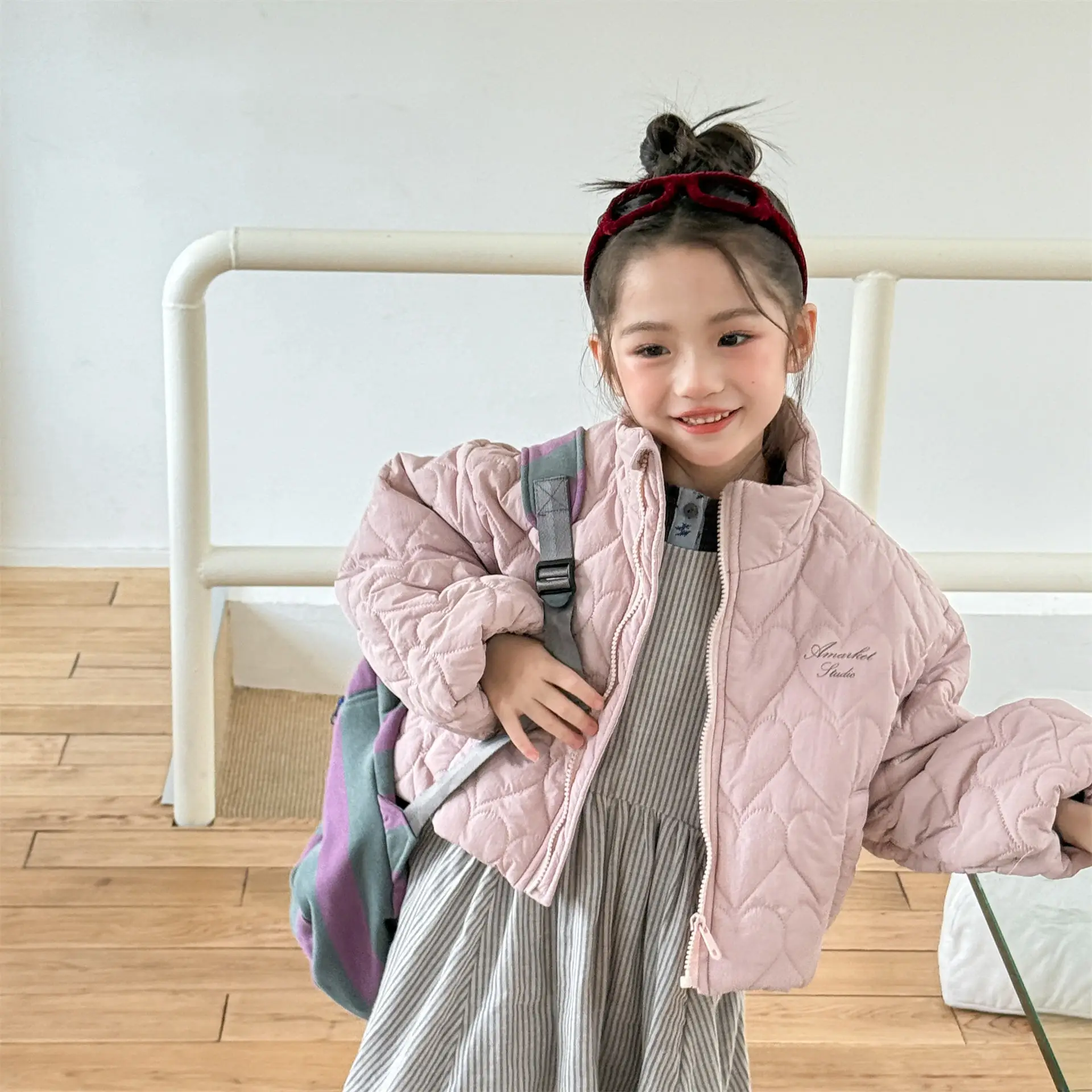 Girls Outerwear 2025 Winter Korean Version Sweet Love Bread Robe Warm Casual Fashionable Daily Cute Wear
