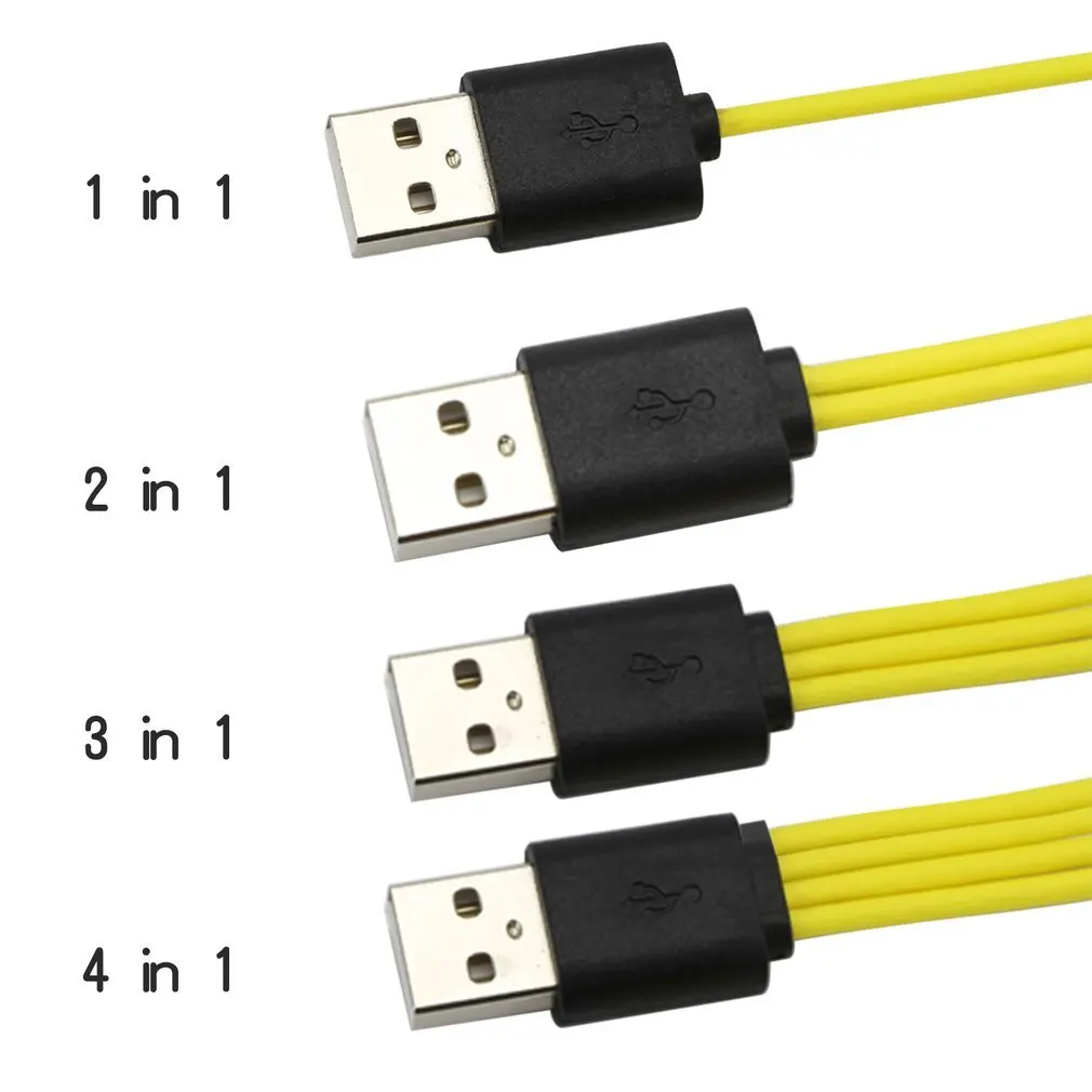 Kabel Pengisi Daya USB Mikro untuk Baterai Isi Ulang USB Universal Satu Tarik 1/2/3/4 Kabel Pengisi Daya USB