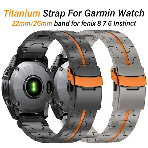 Correa de titanio de ajuste rápido de 22mm y 26mm para reloj Garmin Fenix E 8 AMOLED 7X 7 Pro 6X 6 pulsera de reloj para Garmin Instinct 3 45mm
