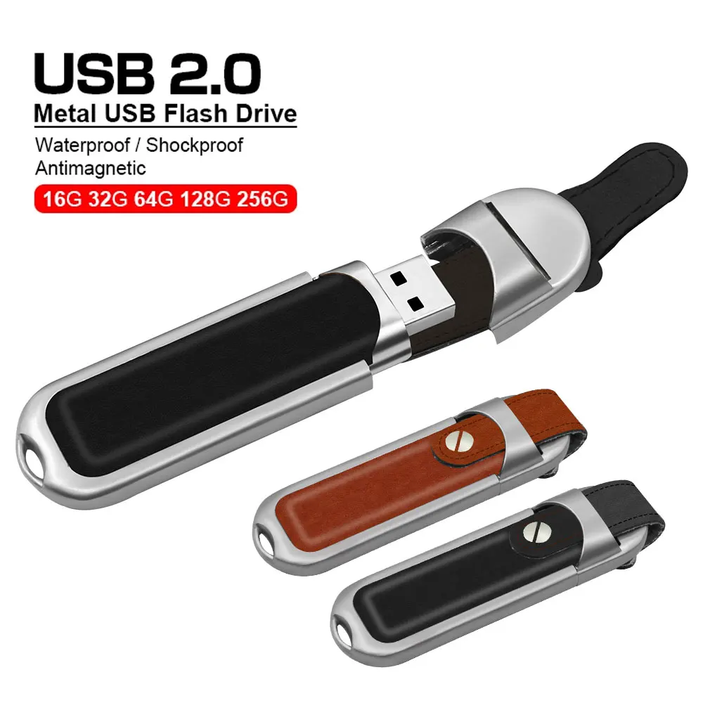 

Коричневый кожаный флэш-накопитель USB 2.0 4 ГБ, 8 ГБ, 16 ГБ, 32 ГБ, 64 ГБ, 128 ГБ, высокоскоростной флэш-накопитель, портативный U-диск