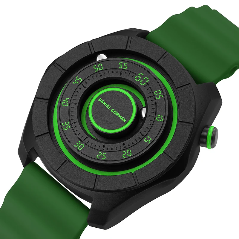 

DG Men's Casual Magnetic Watch Brass Quartz Waterproof Silicone Strap Sports Clock Fashionable Magnet Ball Relogio Masculino