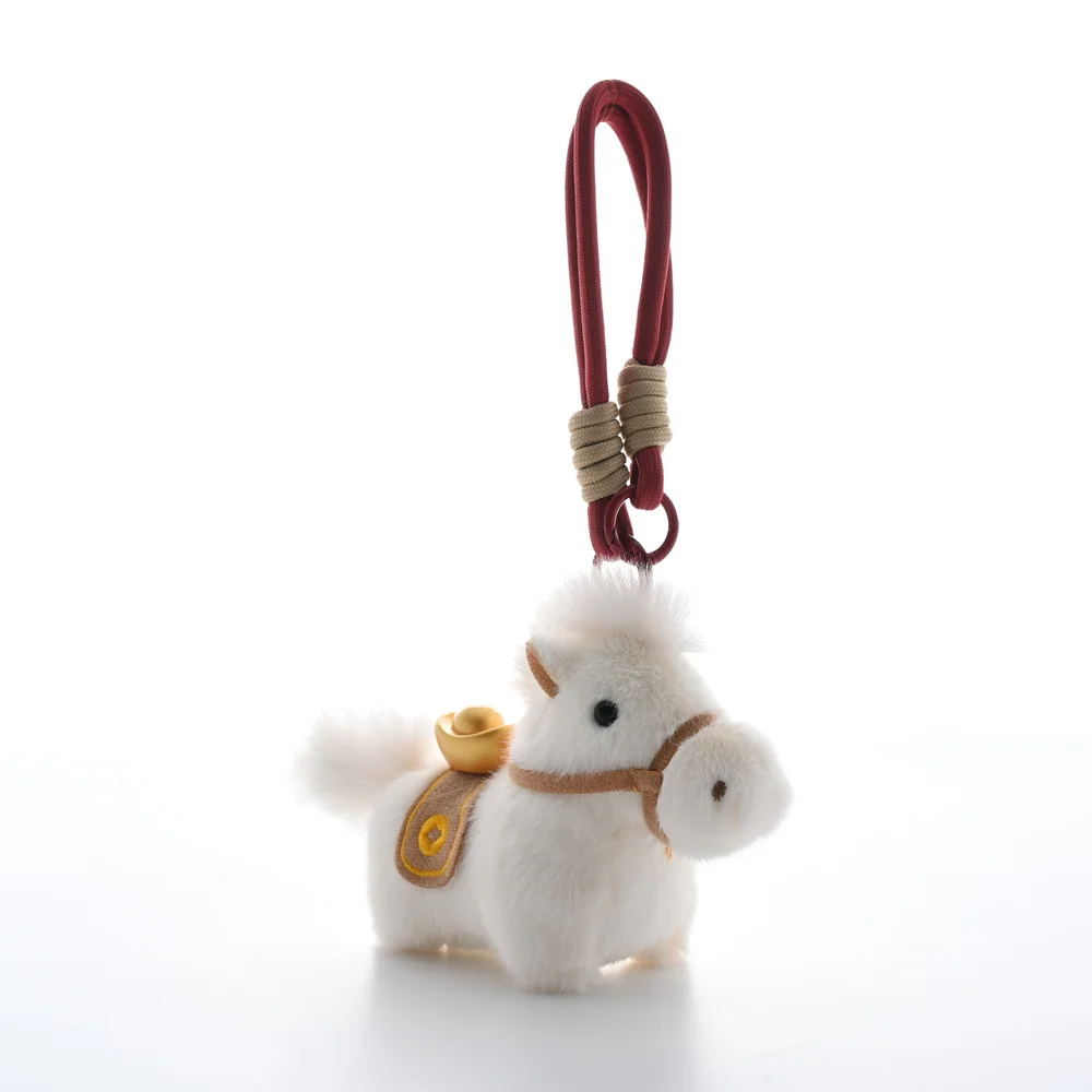 لطيف Yuanbao المهر المفاتيح الشعر الطويل المهر قلادة أفخم المفاتيح قلادة التميمة دمية الحيوان